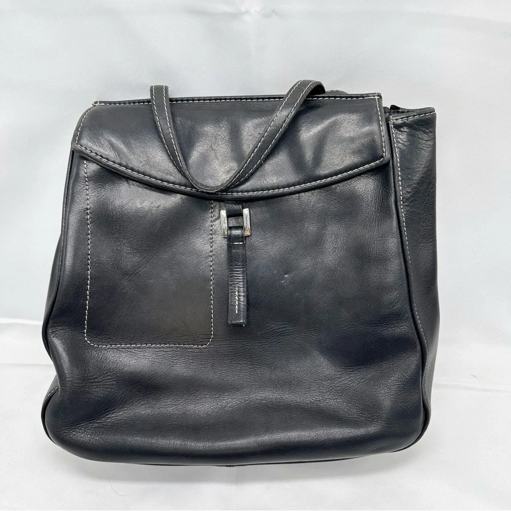 Donald J Pliner vintage black leather backpack clutch